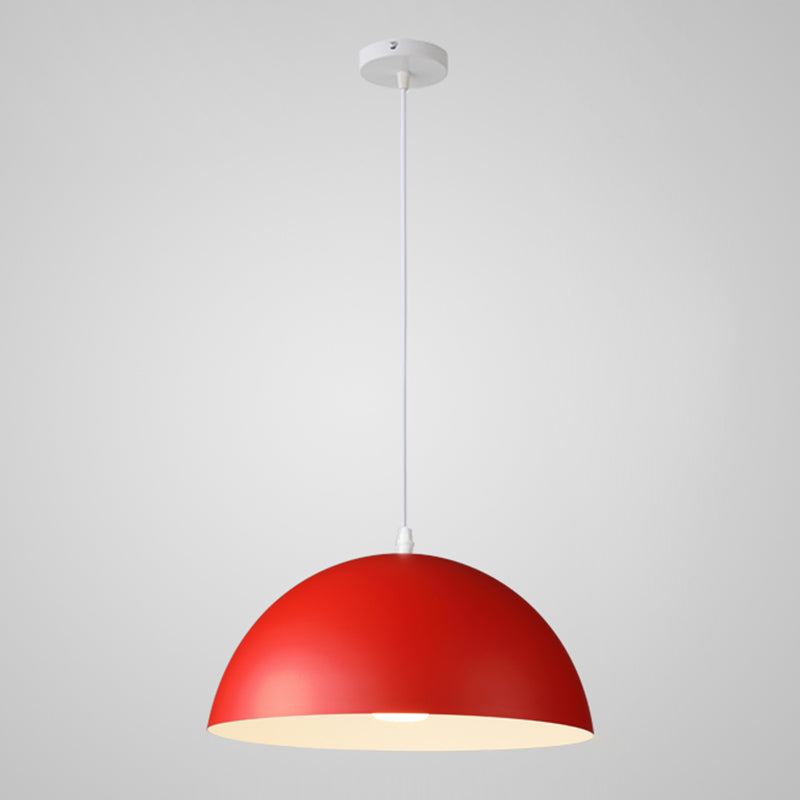 8 Color Optional Half Globe Pendant Lamp Macaron Simple Colorful Metal Hanging Light for Kitchen Dining Room Clearhalo 'Ceiling Lights' 'Pendant Lights' 'Pendants' Lighting' 2612087