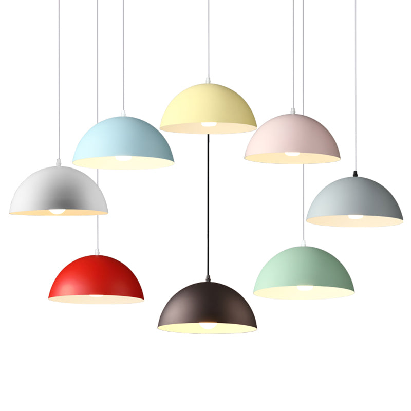 8 Color Optional Half Globe Pendant Lamp Macaron Simple Colorful Metal Hanging Light for Kitchen Dining Room Clearhalo 'Ceiling Lights' 'Pendant Lights' 'Pendants' Lighting' 2612088