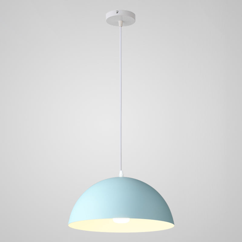 8 Color Optional Half Globe Pendant Lamp Macaron Simple Colorful Metal Hanging Light for Kitchen Dining Room Clearhalo 'Ceiling Lights' 'Pendant Lights' 'Pendants' Lighting' 2612092