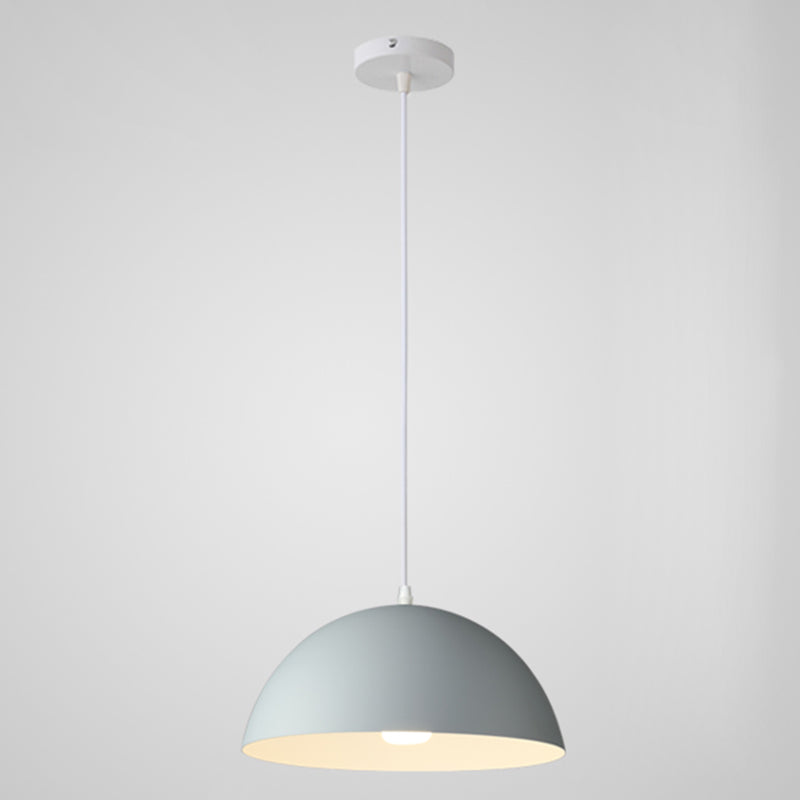 8 Color Optional Half Globe Pendant Lamp Macaron Simple Colorful Metal Hanging Light for Kitchen Dining Room Grey 12" Clearhalo 'Ceiling Lights' 'Pendant Lights' 'Pendants' Lighting' 2612095_41fc2ce4-e8b7-4938-8b37-6672363966ff