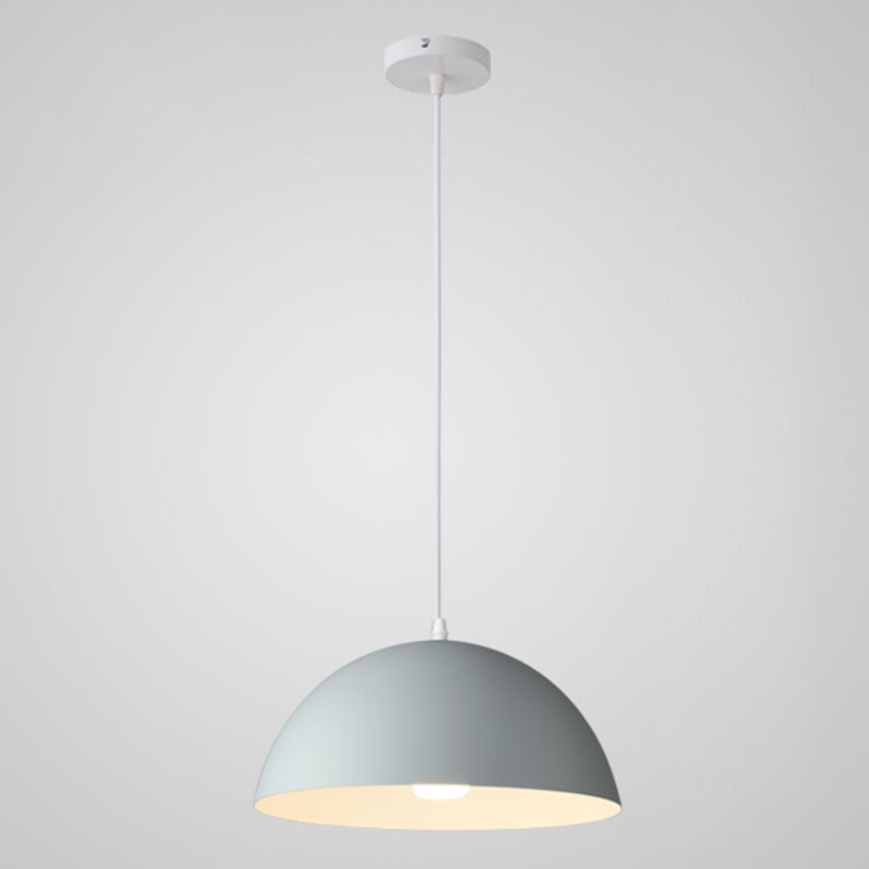 8 Color Optional Half Globe Pendant Lamp Macaron Simple Colorful Metal Hanging Light for Kitchen Dining Room Grey 14" Clearhalo 'Ceiling Lights' 'Pendant Lights' 'Pendants' Lighting' 2612097_9897749e-68f2-4946-9020-8216b73dce8d