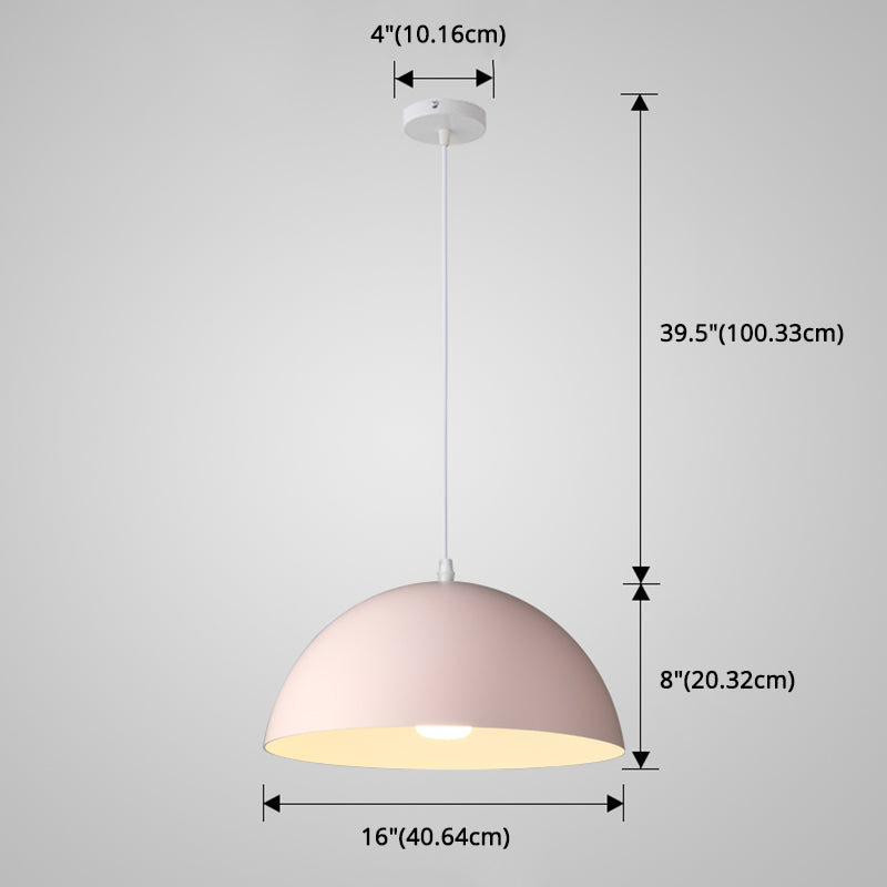 8 Color Optional Half Globe Pendant Lamp Macaron Simple Colorful Metal Hanging Light for Kitchen Dining Room Clearhalo 'Ceiling Lights' 'Pendant Lights' 'Pendants' Lighting' 2612099