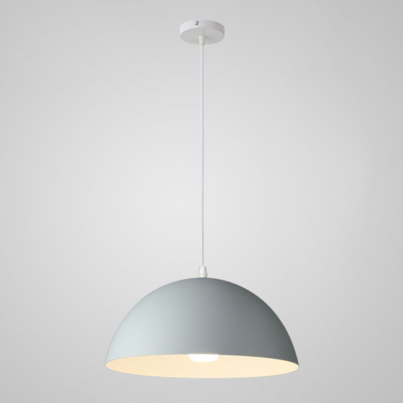 8 Color Optional Half Globe Pendant Lamp Macaron Simple Colorful Metal Hanging Light for Kitchen Dining Room Clearhalo 'Ceiling Lights' 'Pendant Lights' 'Pendants' Lighting' 2612100