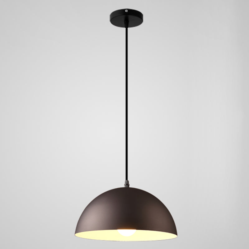 8 Color Optional Half Globe Pendant Lamp Macaron Simple Colorful Metal Hanging Light for Kitchen Dining Room Black 12" Clearhalo 'Ceiling Lights' 'Pendant Lights' 'Pendants' Lighting' 2612101_2137933a-59a5-4101-9c07-a64df4108b4c