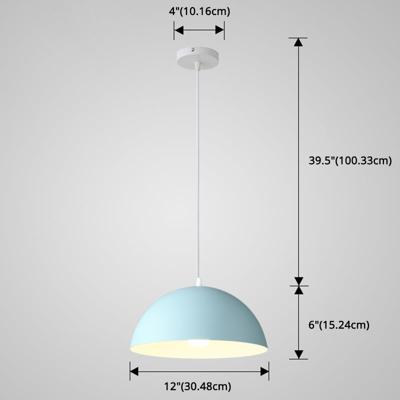 8 Color Optional Half Globe Pendant Lamp Macaron Simple Colorful Metal Hanging Light for Kitchen Dining Room Clearhalo 'Ceiling Lights' 'Pendant Lights' 'Pendants' Lighting' 2612102