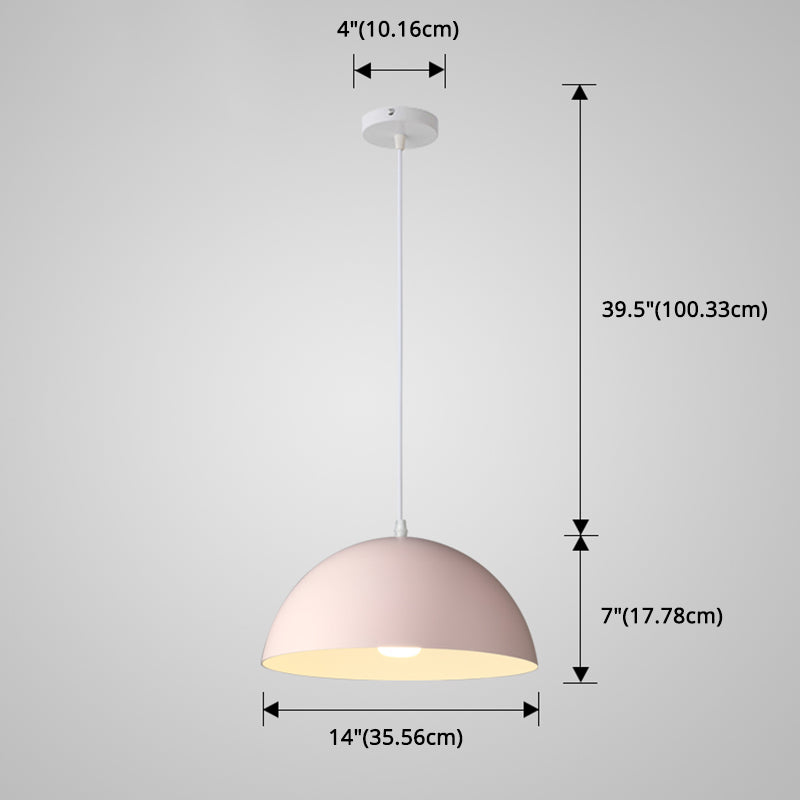 8 Color Optional Half Globe Pendant Lamp Macaron Simple Colorful Metal Hanging Light for Kitchen Dining Room Clearhalo 'Ceiling Lights' 'Pendant Lights' 'Pendants' Lighting' 2612106