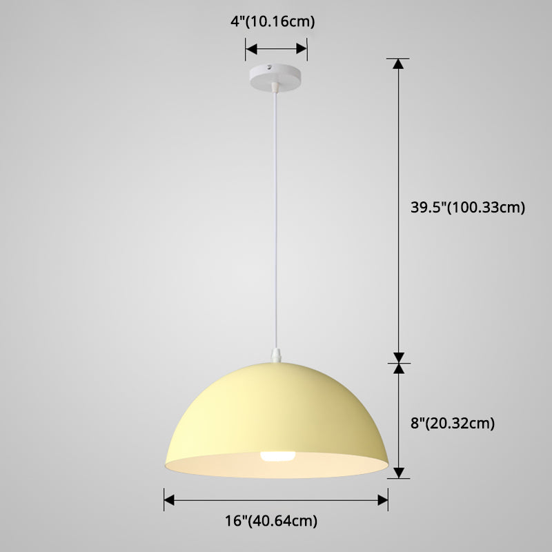 8 Color Optional Half Globe Pendant Lamp Macaron Simple Colorful Metal Hanging Light for Kitchen Dining Room Clearhalo 'Ceiling Lights' 'Pendant Lights' 'Pendants' Lighting' 2612107