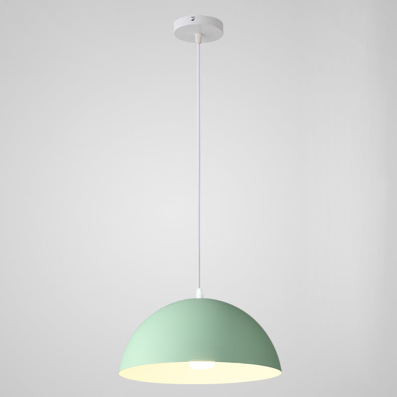 8 Color Optional Half Globe Pendant Lamp Macaron Simple Colorful Metal Hanging Light for Kitchen Dining Room Clearhalo 'Ceiling Lights' 'Pendant Lights' 'Pendants' Lighting' 2612108