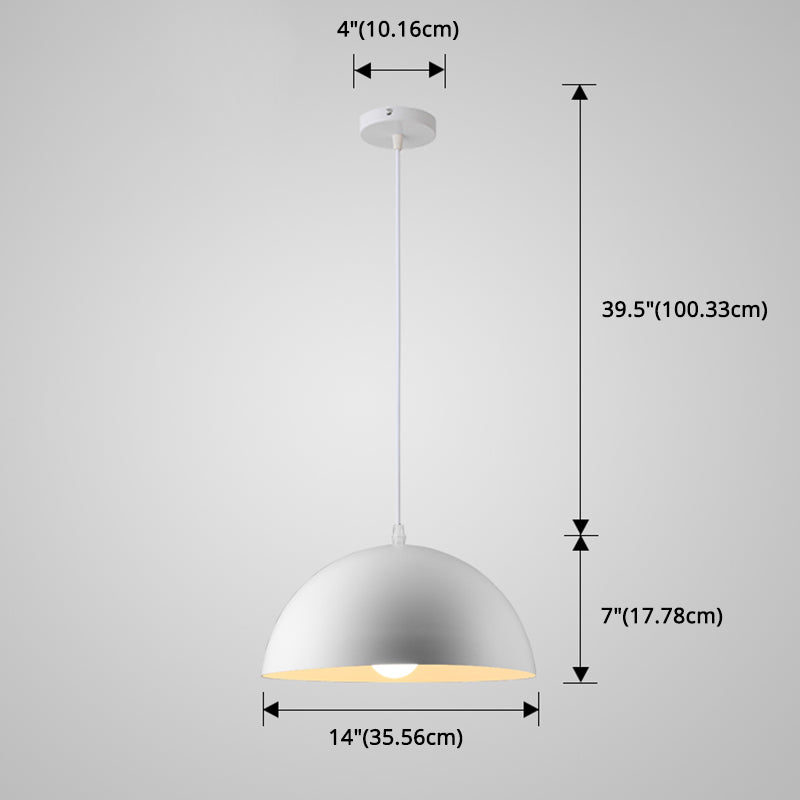 8 Color Optional Half Globe Pendant Lamp Macaron Simple Colorful Metal Hanging Light for Kitchen Dining Room Clearhalo 'Ceiling Lights' 'Pendant Lights' 'Pendants' Lighting' 2612109