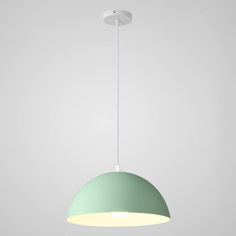 8 Color Optional Half Globe Pendant Lamp Macaron Simple Colorful Metal Hanging Light for Kitchen Dining Room Clearhalo 'Ceiling Lights' 'Pendant Lights' 'Pendants' Lighting' 2612110