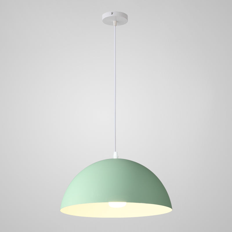 8 Color Optional Half Globe Pendant Lamp Macaron Simple Colorful Metal Hanging Light for Kitchen Dining Room Clearhalo 'Ceiling Lights' 'Pendant Lights' 'Pendants' Lighting' 2612112