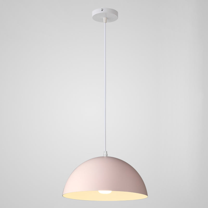 8 Color Optional Half Globe Pendant Lamp Macaron Simple Colorful Metal Hanging Light for Kitchen Dining Room Clearhalo 'Ceiling Lights' 'Pendant Lights' 'Pendants' Lighting' 2612113