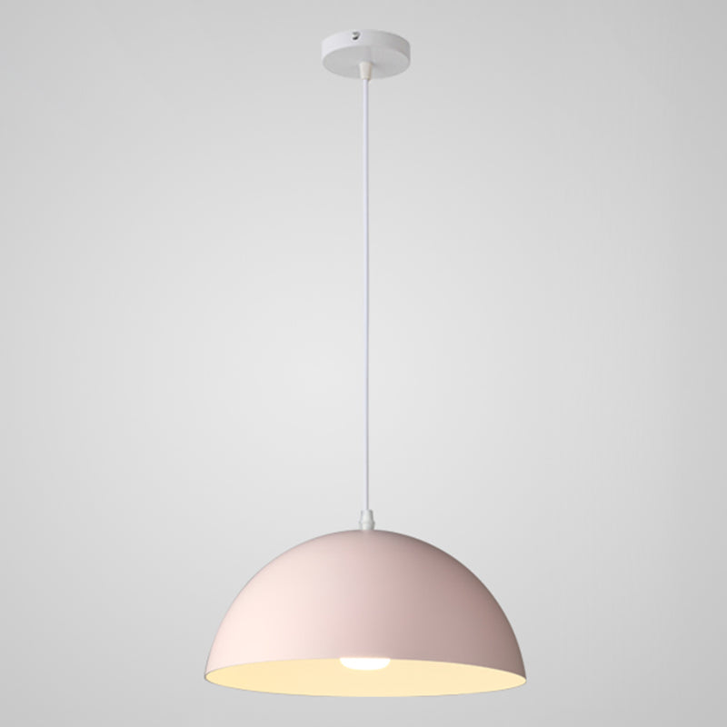 8 Color Optional Half Globe Pendant Lamp Macaron Simple Colorful Metal Hanging Light for Kitchen Dining Room Clearhalo 'Ceiling Lights' 'Pendant Lights' 'Pendants' Lighting' 2612115