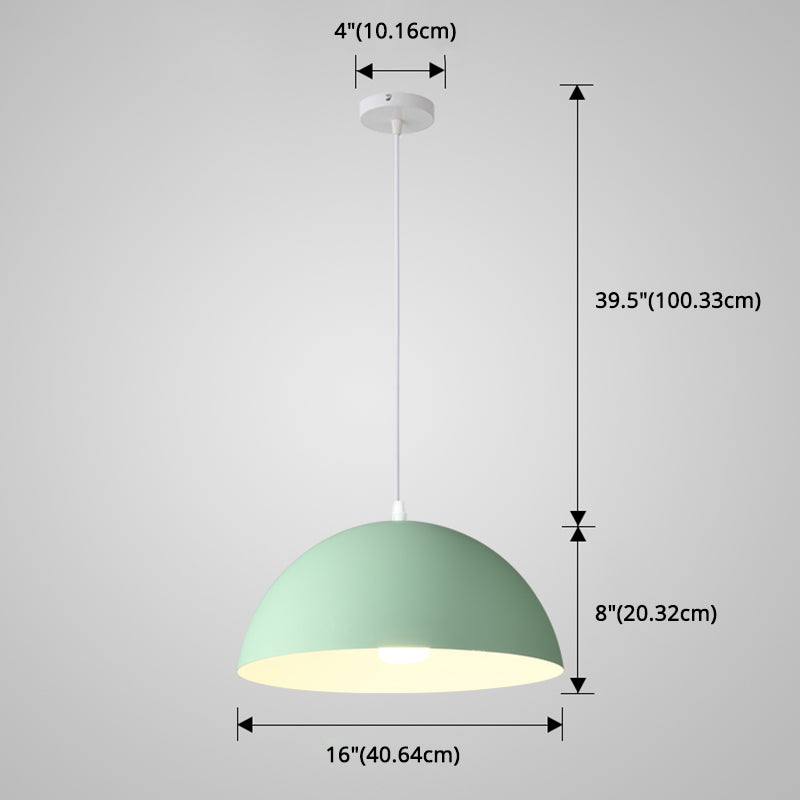 8 Color Optional Half Globe Pendant Lamp Macaron Simple Colorful Metal Hanging Light for Kitchen Dining Room Clearhalo 'Ceiling Lights' 'Pendant Lights' 'Pendants' Lighting' 2612118