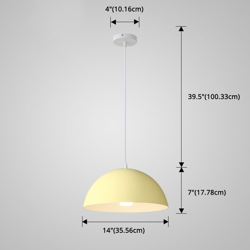 8 Color Optional Half Globe Pendant Lamp Macaron Simple Colorful Metal Hanging Light for Kitchen Dining Room Clearhalo 'Ceiling Lights' 'Pendant Lights' 'Pendants' Lighting' 2612119