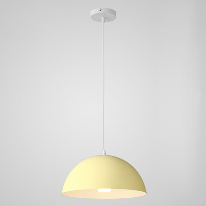 8 Color Optional Half Globe Pendant Lamp Macaron Simple Colorful Metal Hanging Light for Kitchen Dining Room Clearhalo 'Ceiling Lights' 'Pendant Lights' 'Pendants' Lighting' 2612120