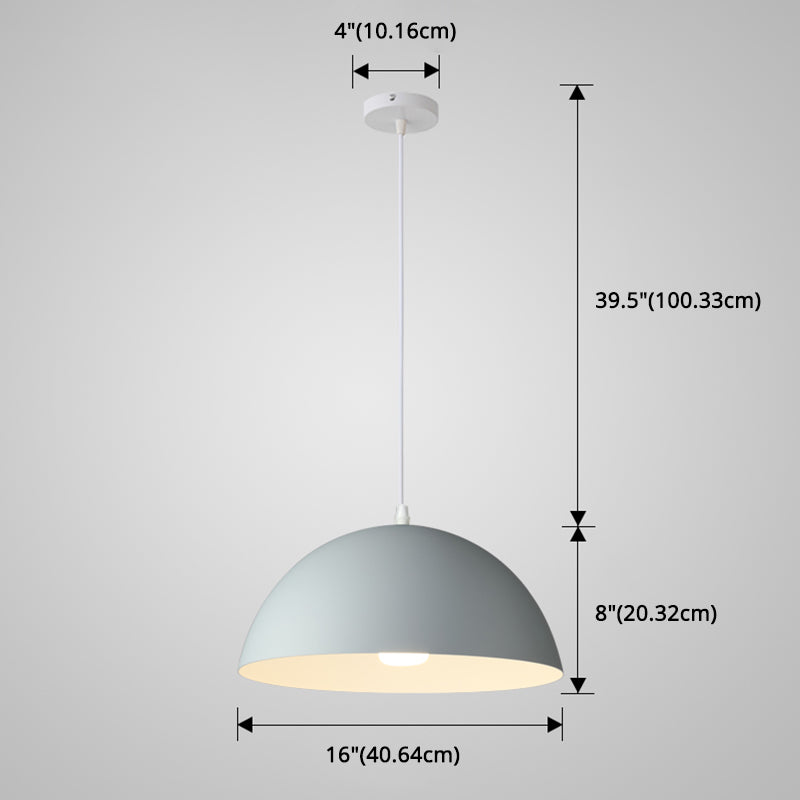 8 Color Optional Half Globe Pendant Lamp Macaron Simple Colorful Metal Hanging Light for Kitchen Dining Room Clearhalo 'Ceiling Lights' 'Pendant Lights' 'Pendants' Lighting' 2612121