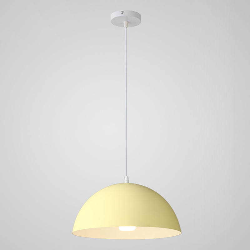 8 Color Optional Half Globe Pendant Lamp Macaron Simple Colorful Metal Hanging Light for Kitchen Dining Room Clearhalo 'Ceiling Lights' 'Pendant Lights' 'Pendants' Lighting' 2612122