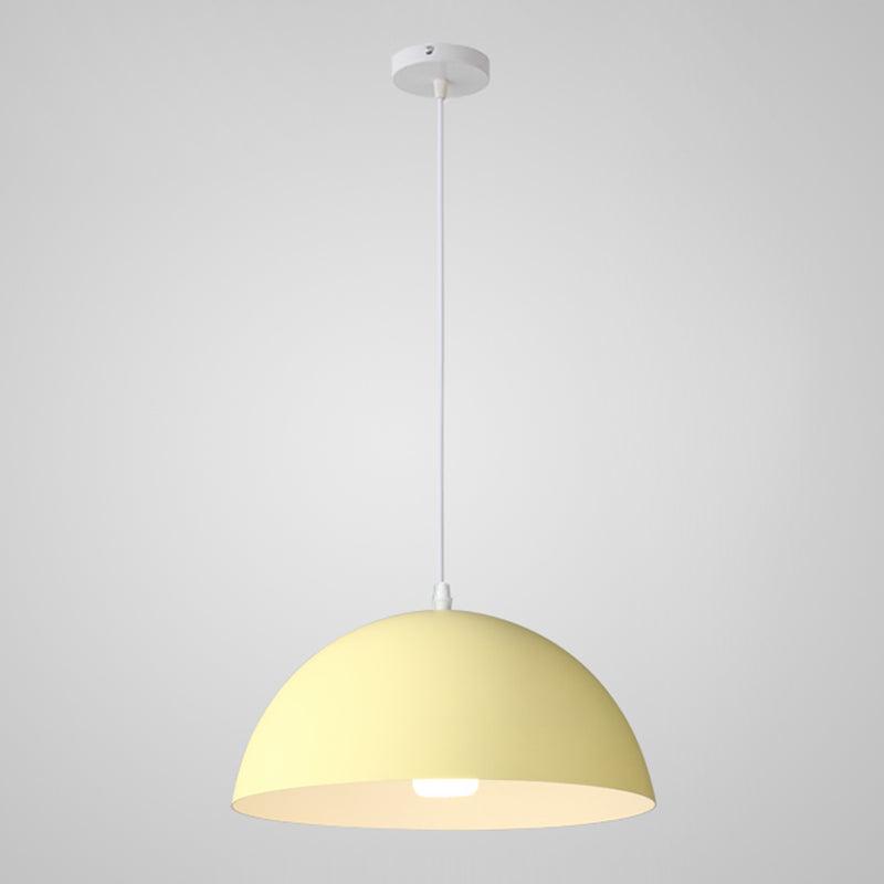 8 Color Optional Half Globe Pendant Lamp Macaron Simple Colorful Metal Hanging Light for Kitchen Dining Room Clearhalo 'Ceiling Lights' 'Pendant Lights' 'Pendants' Lighting' 2612123