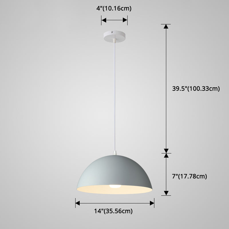 8 Color Optional Half Globe Pendant Lamp Macaron Simple Colorful Metal Hanging Light for Kitchen Dining Room Clearhalo 'Ceiling Lights' 'Pendant Lights' 'Pendants' Lighting' 2612124