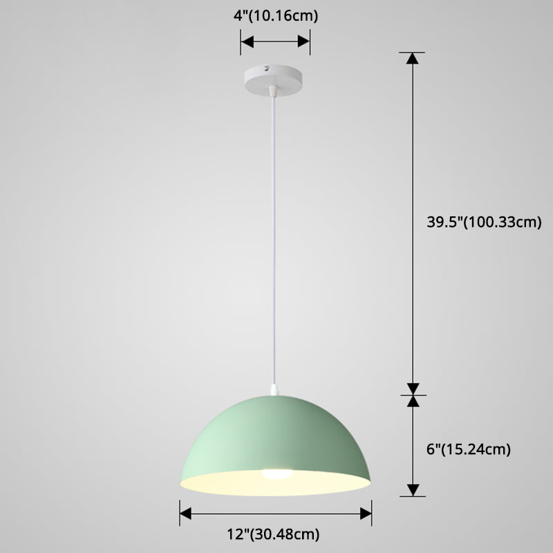 8 Color Optional Half Globe Pendant Lamp Macaron Simple Colorful Metal Hanging Light for Kitchen Dining Room Clearhalo 'Ceiling Lights' 'Pendant Lights' 'Pendants' Lighting' 2612125