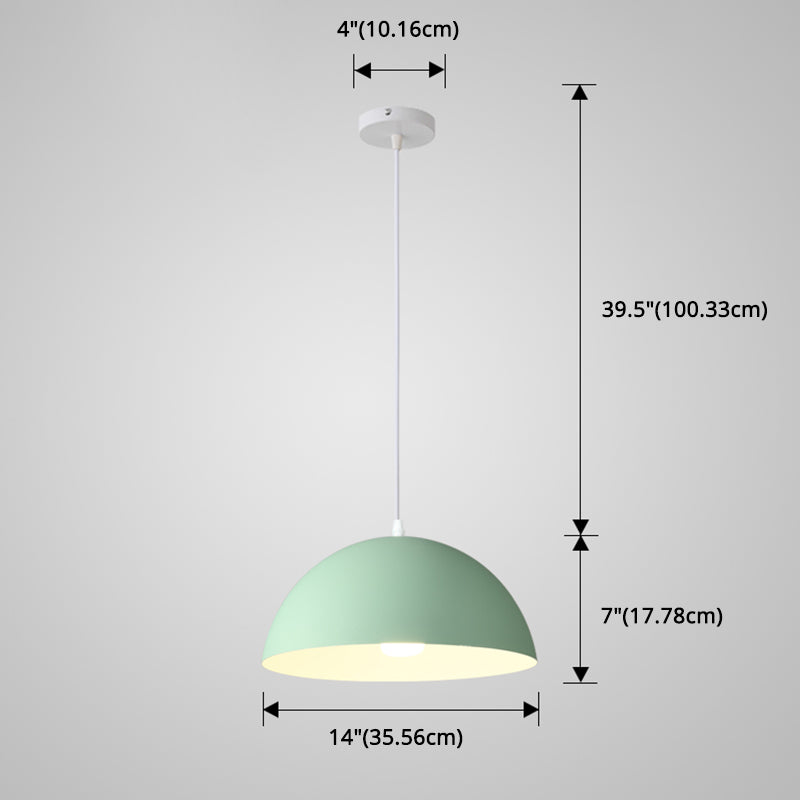 8 Color Optional Half Globe Pendant Lamp Macaron Simple Colorful Metal Hanging Light for Kitchen Dining Room Clearhalo 'Ceiling Lights' 'Pendant Lights' 'Pendants' Lighting' 2612126