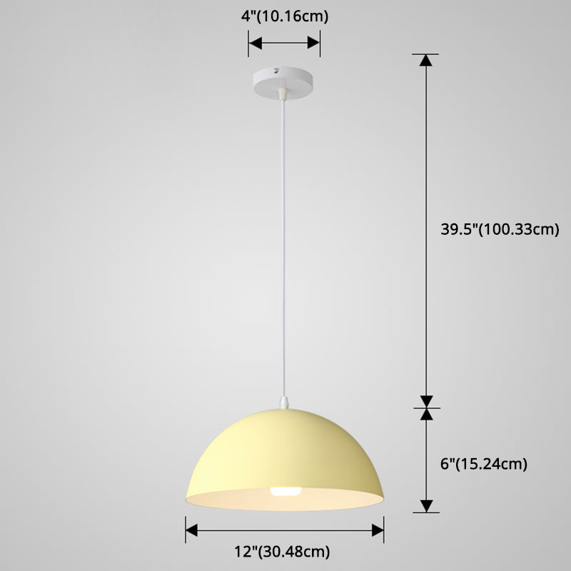 8 Color Optional Half Globe Pendant Lamp Macaron Simple Colorful Metal Hanging Light for Kitchen Dining Room Clearhalo 'Ceiling Lights' 'Pendant Lights' 'Pendants' Lighting' 2612127