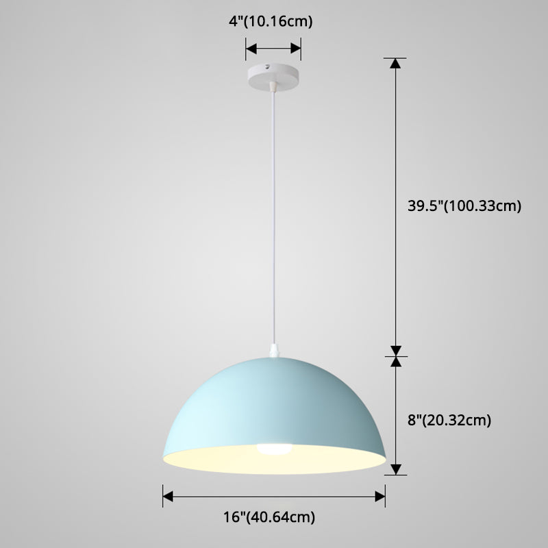 8 Color Optional Half Globe Pendant Lamp Macaron Simple Colorful Metal Hanging Light for Kitchen Dining Room Clearhalo 'Ceiling Lights' 'Pendant Lights' 'Pendants' Lighting' 2612129