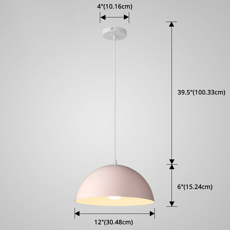 8 Color Optional Half Globe Pendant Lamp Macaron Simple Colorful Metal Hanging Light for Kitchen Dining Room Clearhalo 'Ceiling Lights' 'Pendant Lights' 'Pendants' Lighting' 2612130