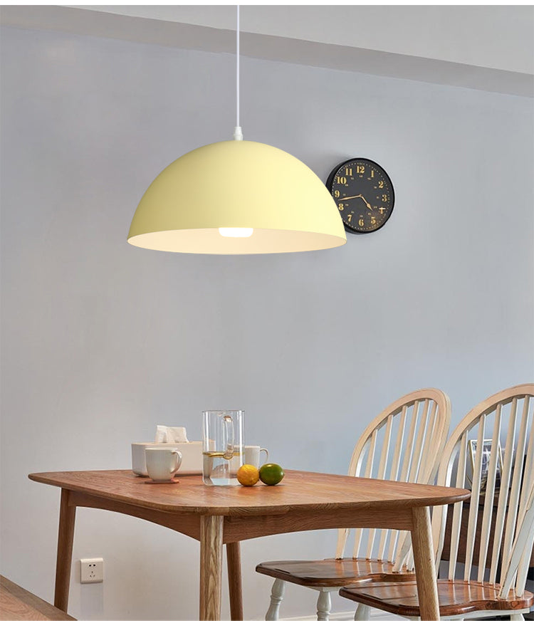 8 Color Optional Half Globe Pendant Lamp Macaron Simple Colorful Metal Hanging Light for Kitchen Dining Room Clearhalo 'Ceiling Lights' 'Pendant Lights' 'Pendants' Lighting' 2612134