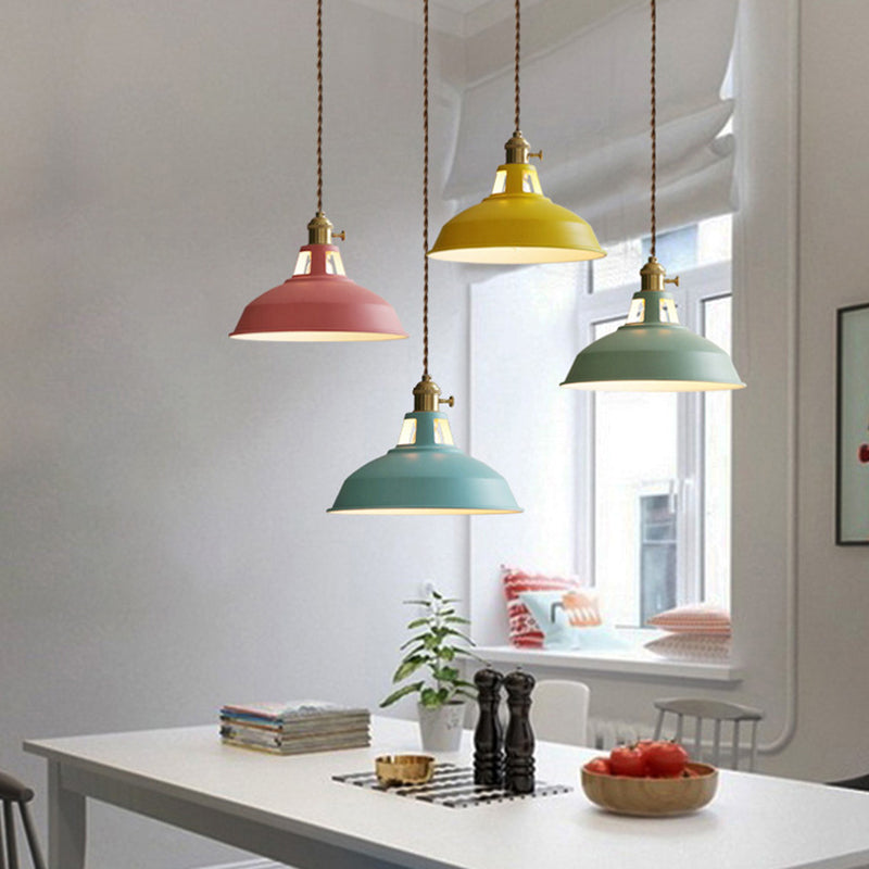 Kitchen Barn Metal Shade Pendant Lamp 1 Light Nordic Style Macaron Colored Hanging Lamp Clearhalo 'Ceiling Lights' 'Pendant Lights' 'Pendants' Lighting' 2612136