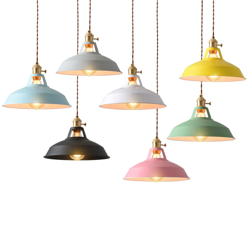 Kitchen Barn Metal Shade Pendant Lamp 1 Light Nordic Style Macaron Colored Hanging Lamp Clearhalo 'Ceiling Lights' 'Pendant Lights' 'Pendants' Lighting' 2612145