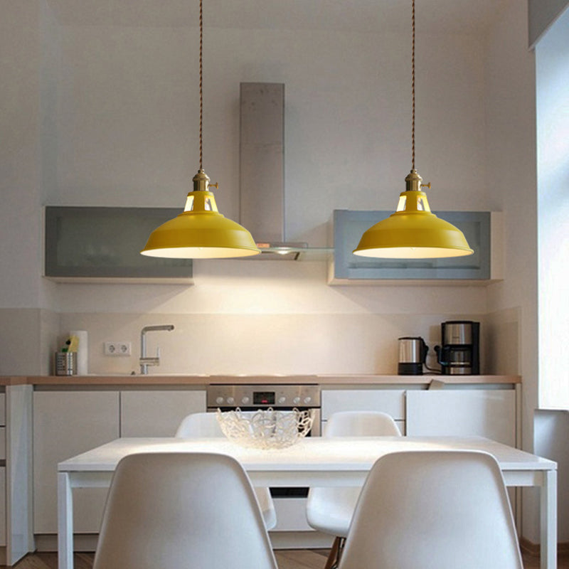 Kitchen Barn Metal Shade Pendant Lamp 1 Light Nordic Style Macaron Colored Hanging Lamp Clearhalo 'Ceiling Lights' 'Pendant Lights' 'Pendants' Lighting' 2612155