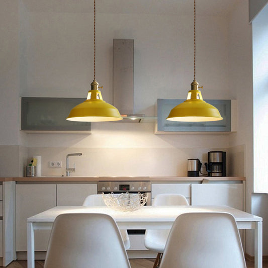 Kitchen Barn Metal Shade Pendant Lamp 1 Light Nordic Style Macaron Colored Hanging Lamp Clearhalo 'Ceiling Lights' 'Pendant Lights' 'Pendants' Lighting' 2612155