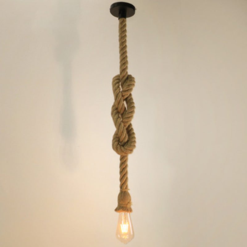 Natural Hemp Rope Hanging Light Retro Industrial Bare Bulb Single Light Ceiling Pendant for Bar Coffee Shop 1 Flaxen Clearhalo 'Ceiling Lights' 'Pendant Lights' 'Pendants' Lighting' 2612158_09cca80e-5b1f-4019-b4cb-122e35fc2c68