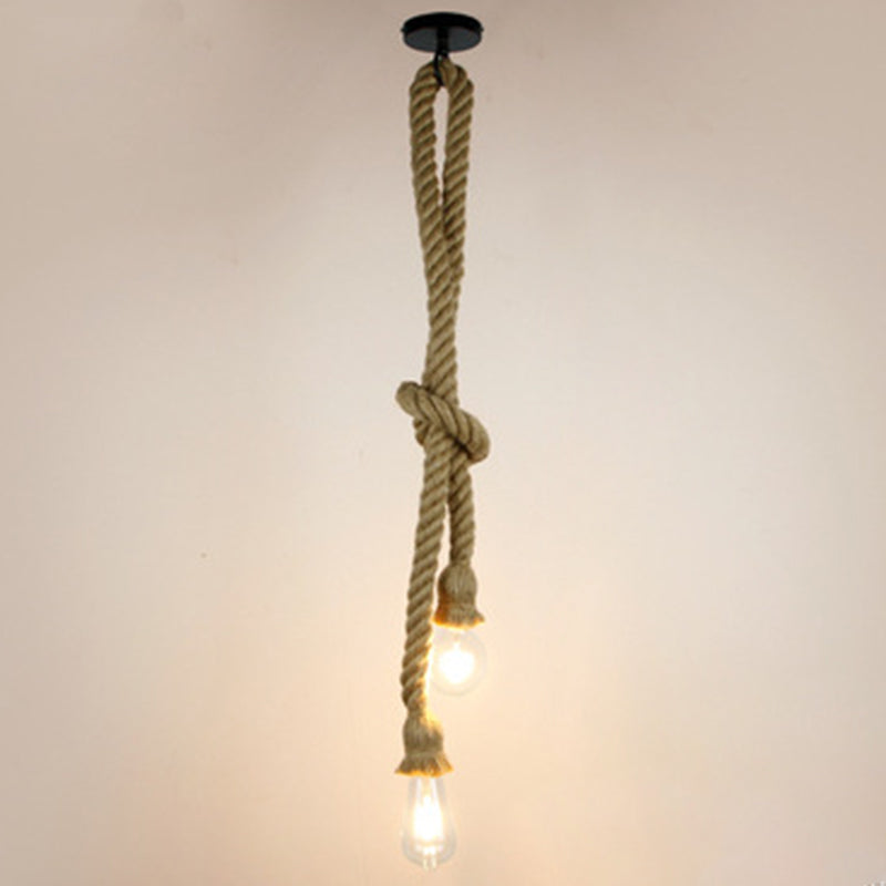 Natural Hemp Rope Hanging Light Retro Industrial Bare Bulb Single Light Ceiling Pendant for Bar Coffee Shop Clearhalo 'Ceiling Lights' 'Pendant Lights' 'Pendants' Lighting' 2612159