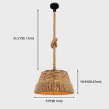 Hand-woven Hemp Rope Pendant Light Industrial Style Wrought Iron Tapered Shade Hanging Lamp for Restaurant Clearhalo 'Ceiling Lights' 'Pendant Lights' 'Pendants' Lighting' 2612232