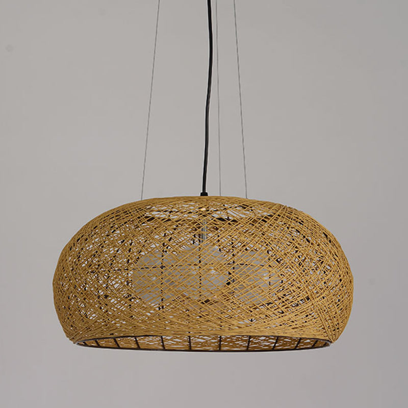 3-lights Rattan Pendant Lights Restaurant Hand Weaving Suspended Lamp in Beige with 47" Hanging Cord Light Brown Clearhalo 'Ceiling Lights' 'Pendant Lights' 'Pendants' Lighting' 2612281