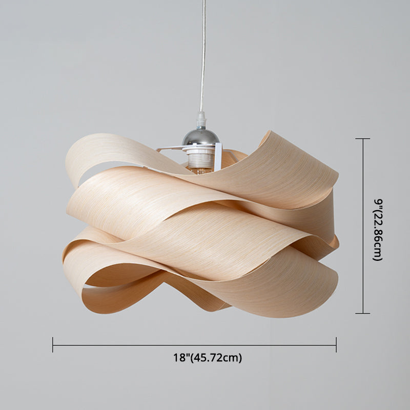 Twist Wooden Veneer Suspension Pendant Light Modern Simplicity Style Lighting Fixture for Restaurant Coffee Shop Clearhalo 'Ceiling Lights' 'Pendant Lights' 'Pendants' Lighting' 2612353