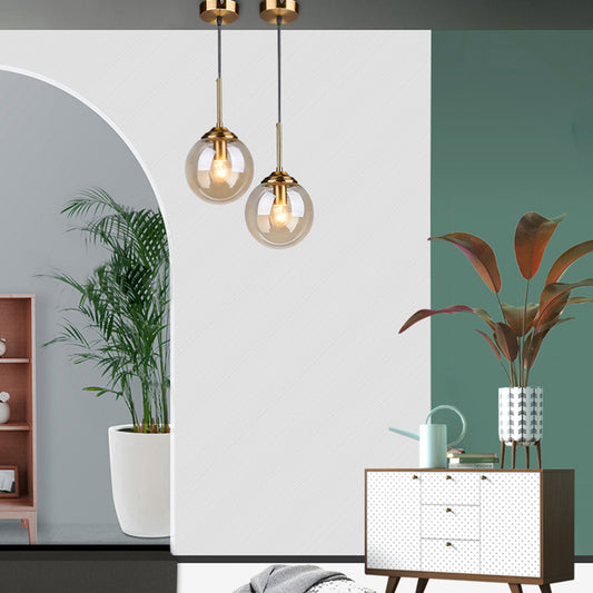 Oval Glass Modern Minimalist Suspension Pendant Light 6" Diameter Coffee Shop Hanging Lamp with 47" Hanging Wire Clearhalo 'Ceiling Lights' 'Pendant Lights' 'Pendants' Lighting' 2612360