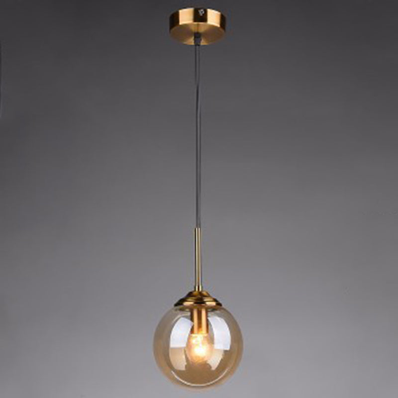 Oval Glass Modern Minimalist Suspension Pendant Light 6" Diameter Coffee Shop Hanging Lamp with 47" Hanging Wire Amber Clearhalo 'Ceiling Lights' 'Pendant Lights' 'Pendants' Lighting' 2612361