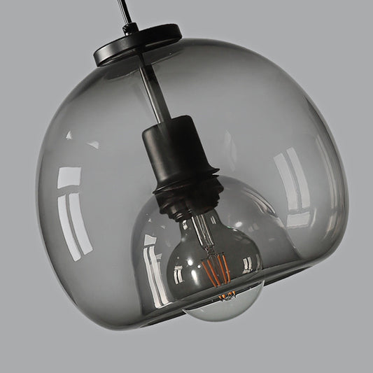 Smoke Grey Double Glass Shade Suspension Pendant 9 Inch Wide Modern Style Lighting Fixture for Bar Clearhalo 'Ceiling Lights' 'Pendant Lights' 'Pendants' Lighting' 2612373