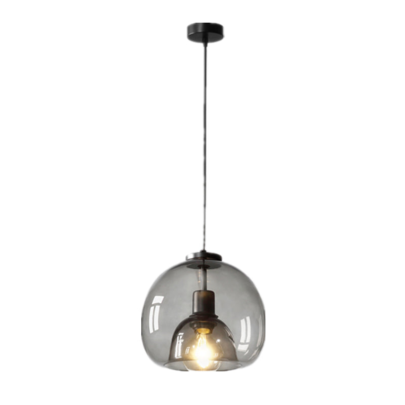 Smoke Grey Double Glass Shade Suspension Pendant 9 Inch Wide Modern Style Lighting Fixture for Bar Clearhalo 'Ceiling Lights' 'Pendant Lights' 'Pendants' Lighting' 2612374