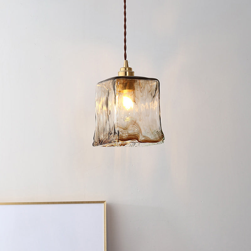 Modern Style Glass Simplicity Hanging Light Brass Lamp Holder Bedside Light with 78.7" Adjustable Hanging Wire Clearhalo 'Ceiling Lights' 'Pendant Lights' 'Pendants' Lighting' 2612378