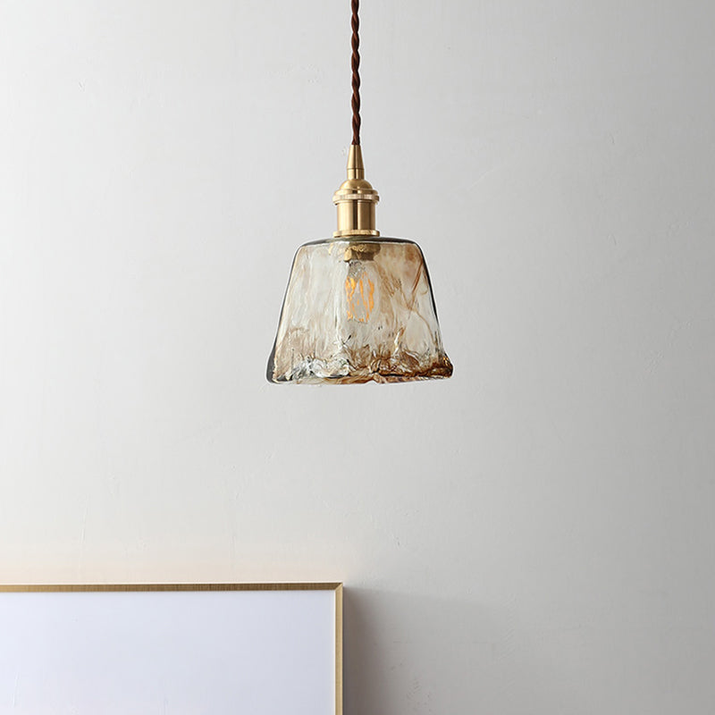 Modern Style Glass Simplicity Hanging Light Brass Lamp Holder Bedside Light with 78.7" Adjustable Hanging Wire Clearhalo 'Ceiling Lights' 'Pendant Lights' 'Pendants' Lighting' 2612381