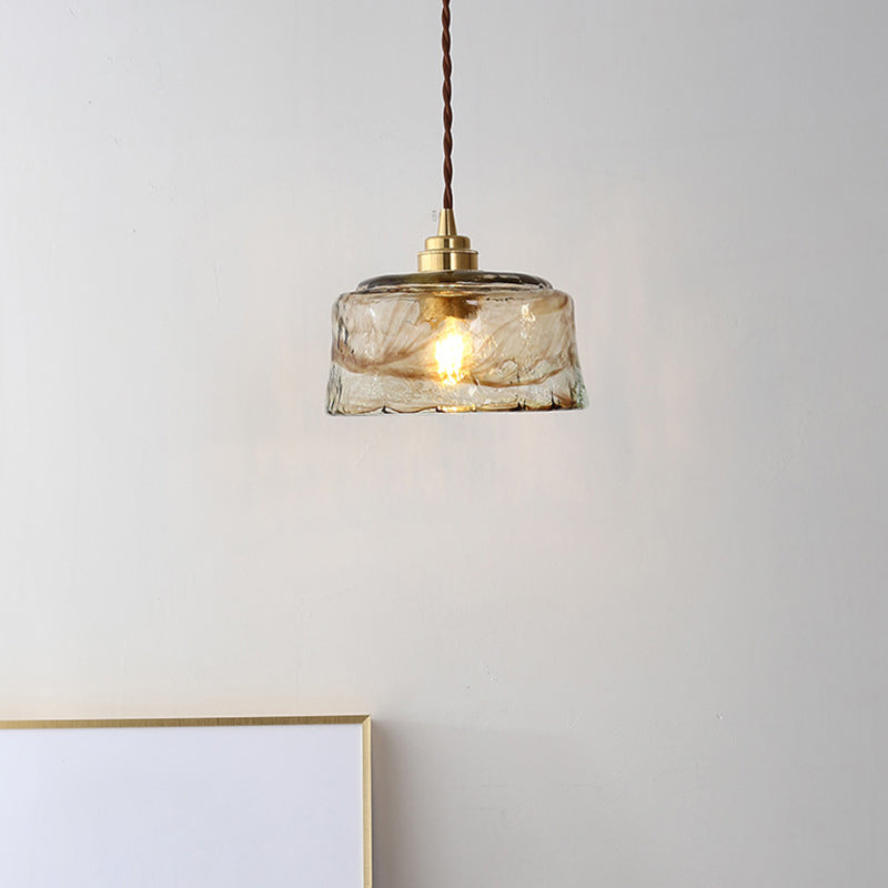 Modern Style Glass Simplicity Hanging Light Brass Lamp Holder Bedside Light with 78.7" Adjustable Hanging Wire Clearhalo 'Ceiling Lights' 'Pendant Lights' 'Pendants' Lighting' 2612383