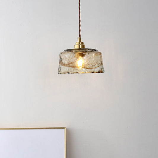 Modern Style Glass Simplicity Hanging Light Brass Lamp Holder Bedside Light with 78.7" Adjustable Hanging Wire Clearhalo 'Ceiling Lights' 'Pendant Lights' 'Pendants' Lighting' 2612383