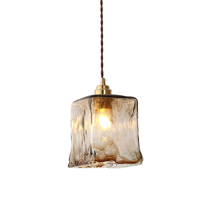 Modern Style Glass Simplicity Hanging Light Brass Lamp Holder Bedside Light with 78.7" Adjustable Hanging Wire Clearhalo 'Ceiling Lights' 'Pendant Lights' 'Pendants' Lighting' 2612385