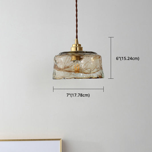 Modern Style Glass Simplicity Hanging Light Brass Lamp Holder Bedside Light with 78.7" Adjustable Hanging Wire Clearhalo 'Ceiling Lights' 'Pendant Lights' 'Pendants' Lighting' 2612386