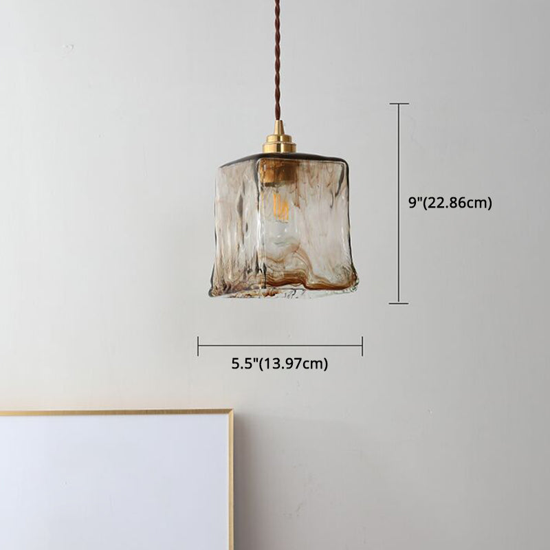 Modern Style Glass Simplicity Hanging Light Brass Lamp Holder Bedside Light with 78.7" Adjustable Hanging Wire Clearhalo 'Ceiling Lights' 'Pendant Lights' 'Pendants' Lighting' 2612387